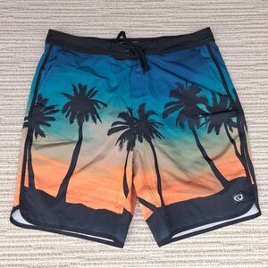 ​Wave Zone Men's Board Shorts Size 38 Sunset Palm Tree Beach Swim Trunks Surf